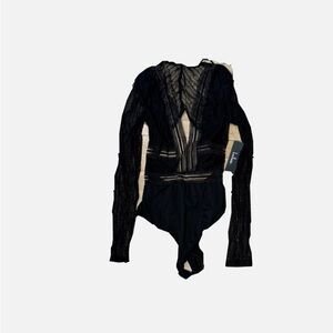 Lulu's Black Lace Bodysuit